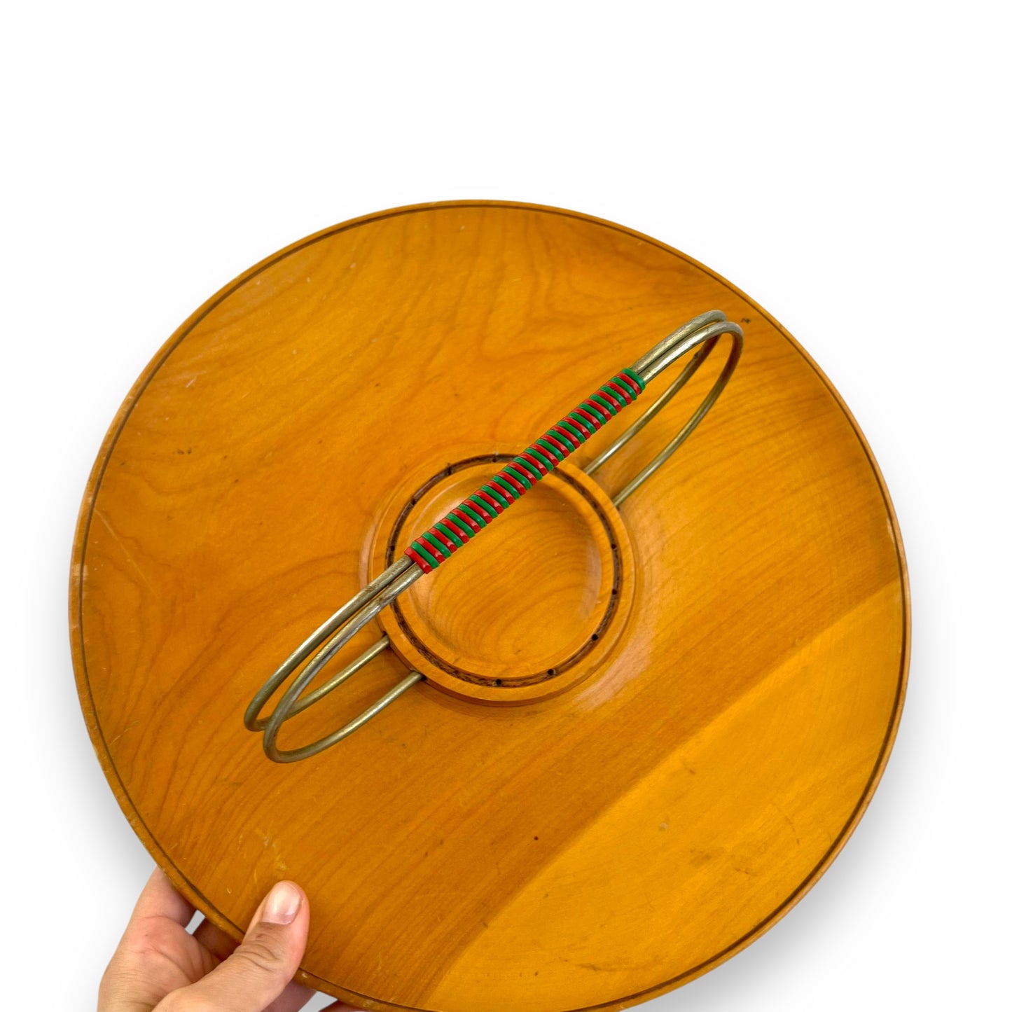 Vanikor Woodware Round Wood Serving Platter with Handle