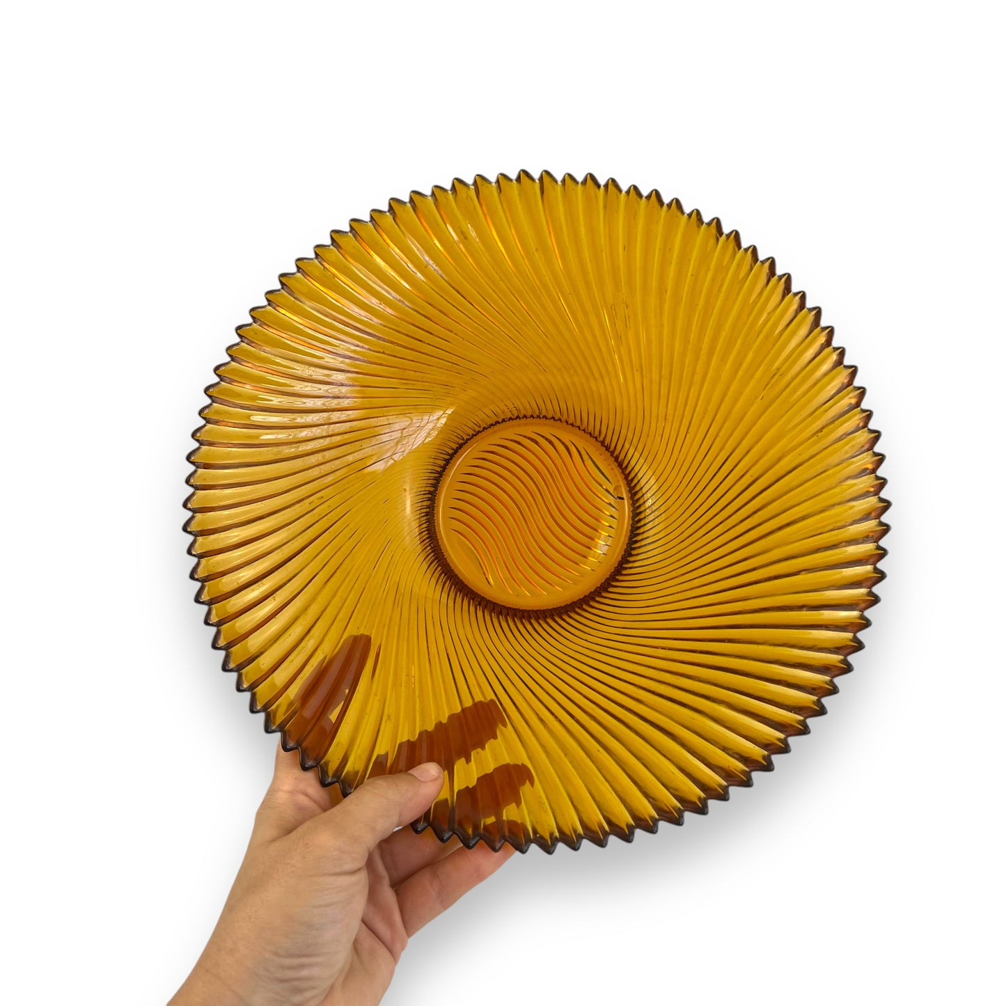 Amber Glass Decorative Display Bowl