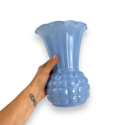 Anchor Hocking pineapple vase in light blue