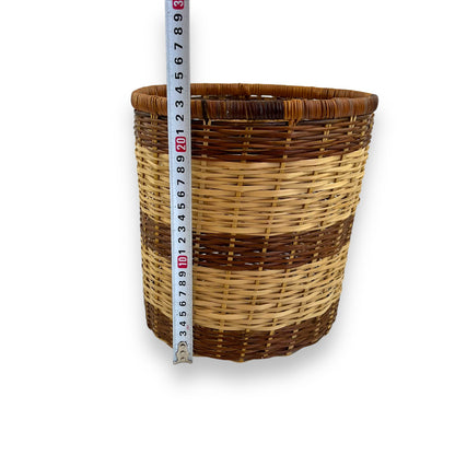 Brown stripe wicker basket