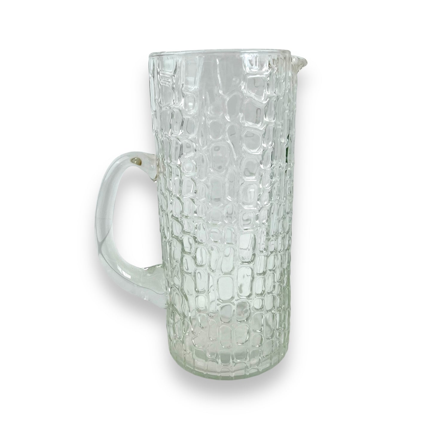 Scandinavian Iittala Glass Textured Reptile Pattern Pitcher