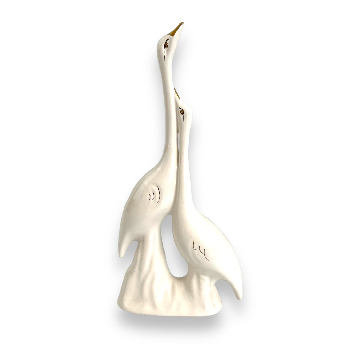 White & Gold love cranes figurine