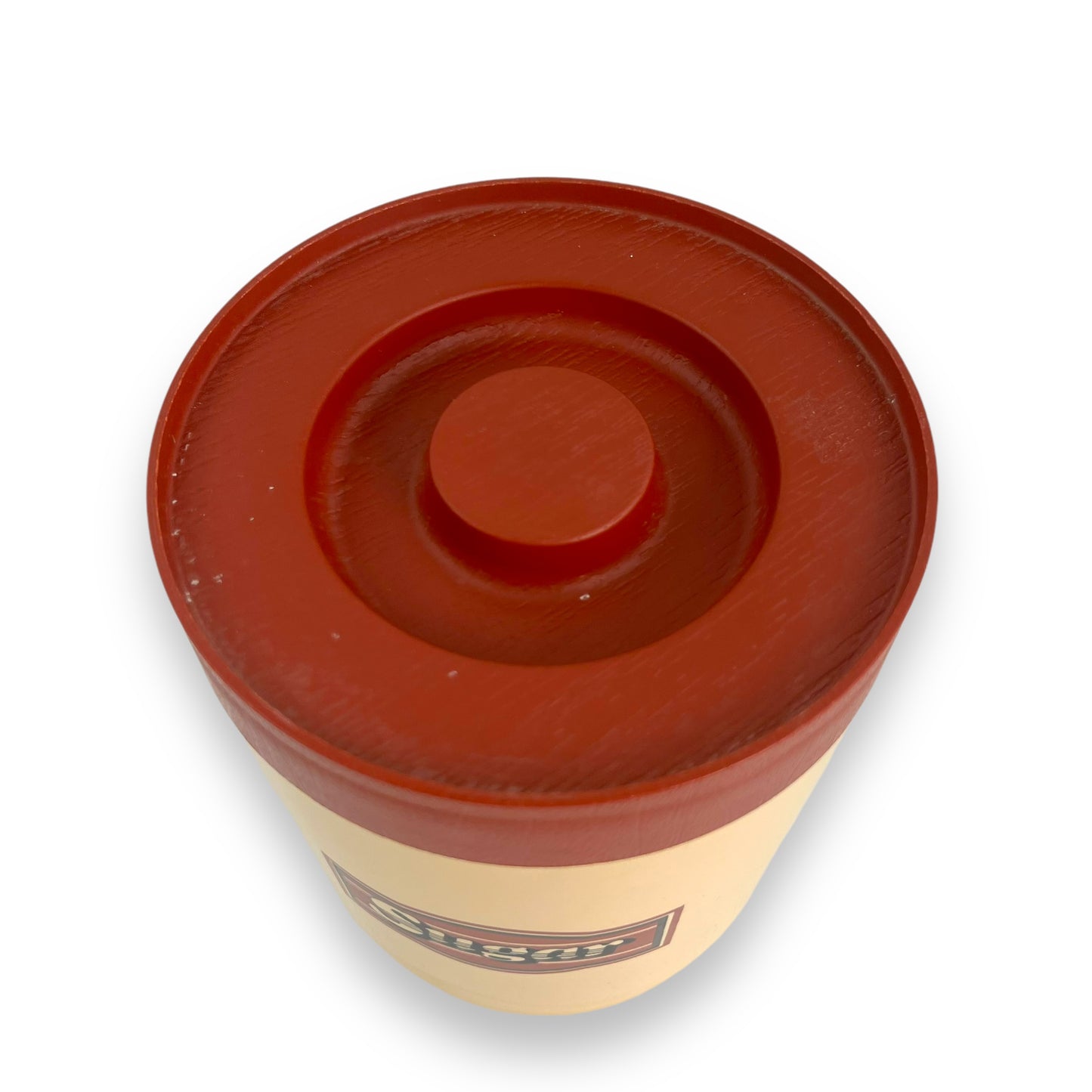 Beige & Maroon “Sugar” Plastic Canister by Willow Australia