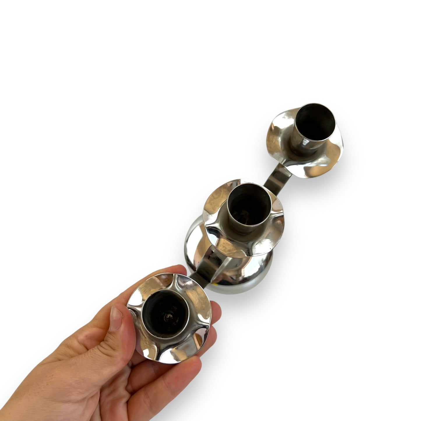 Chrome Silver Candlestick Holder