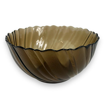 Vereco France Black Smokey Glass Serving Bowl