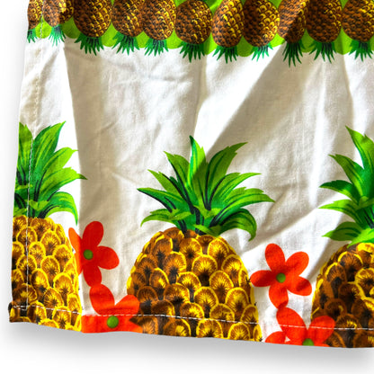 Retro pineapple patterned tie back half apron