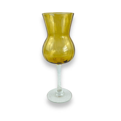 Italian Empoli Amber Glass Twisted Vase