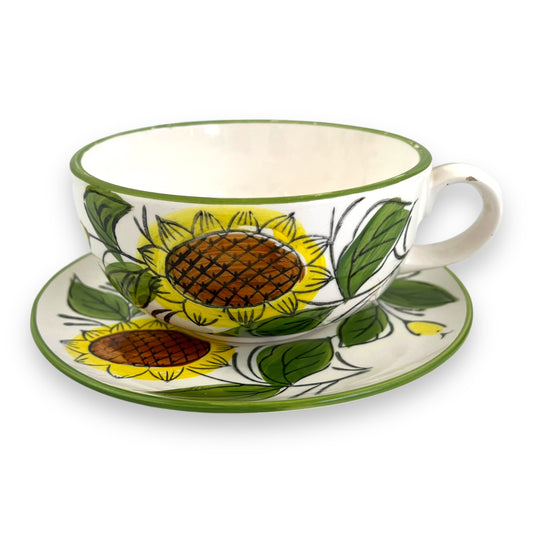 Large sunflower cup & saucer