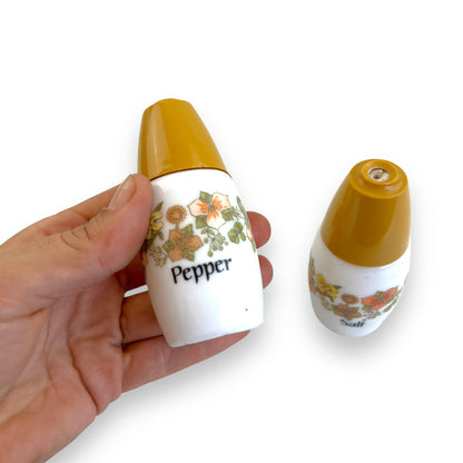 Salt & Pepper Shakers – Floral Design with Mustard Yellow Tops