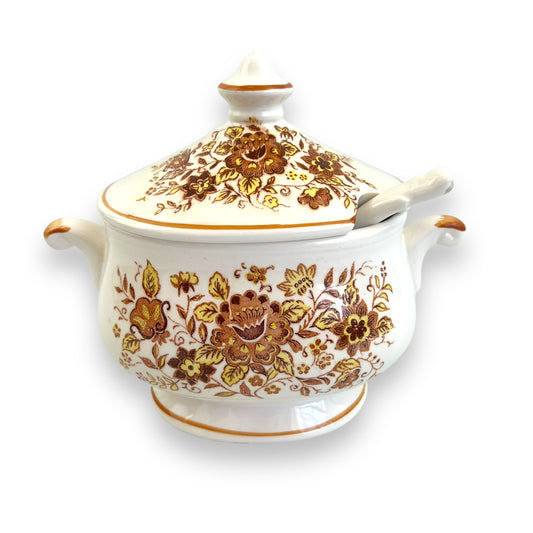 Floral Oval Soup Tureen with Lid and Spoon