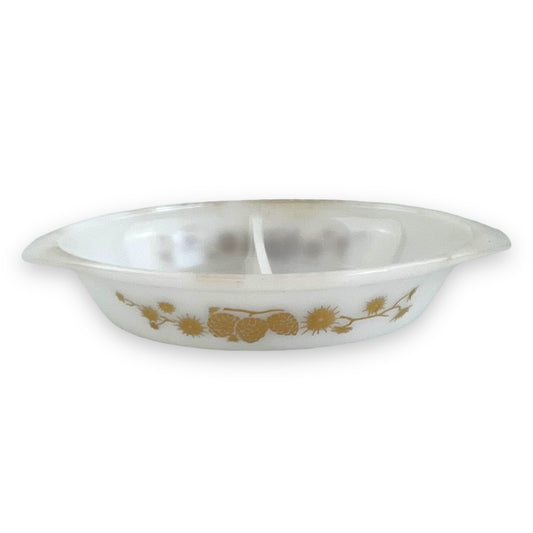 Gold Pine Cone Pattern Two Part Pyrex Dish