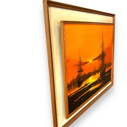 Orange Tall Ship Framed Art Print