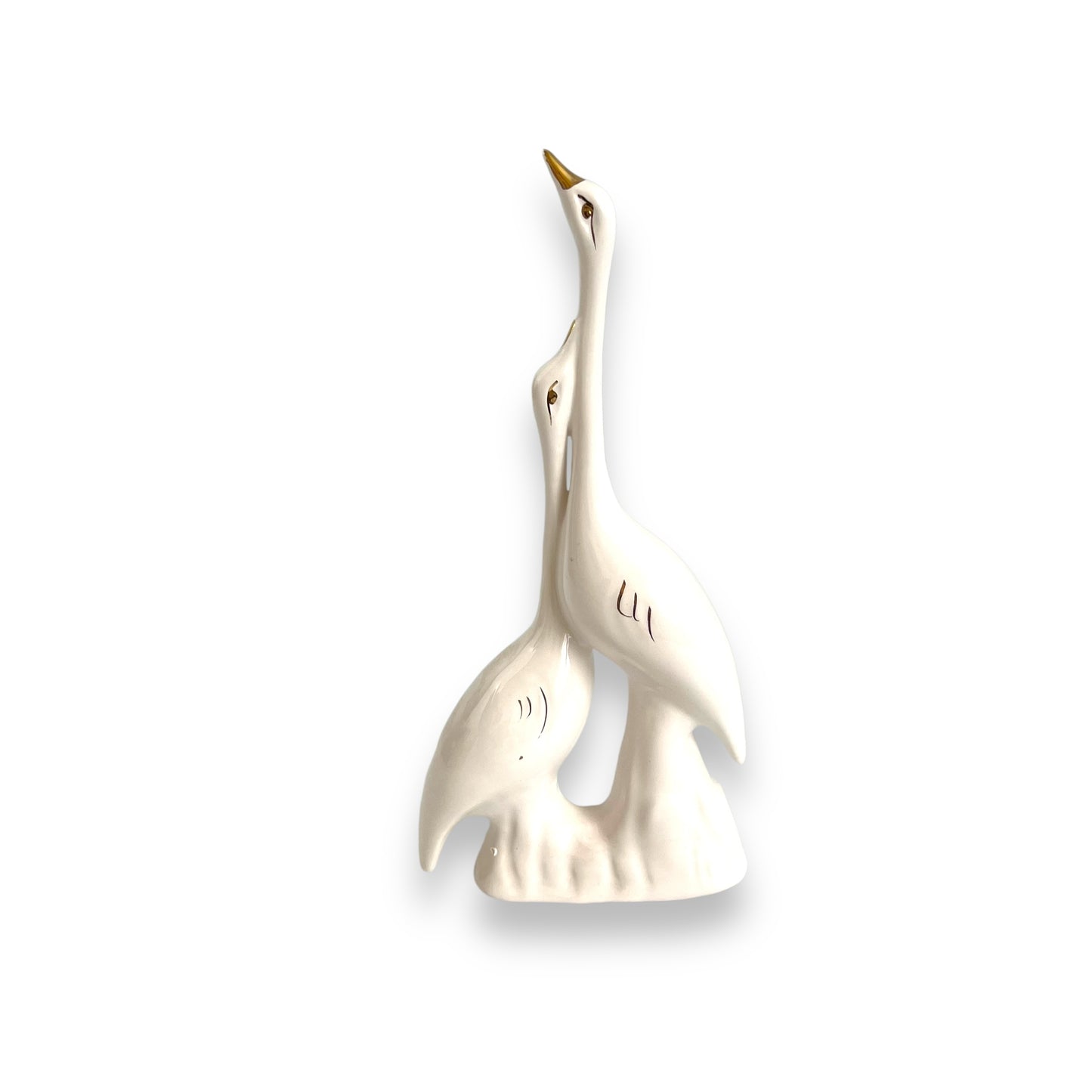 White & Gold love cranes figurine