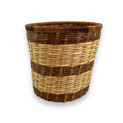 Brown stripe wicker basket