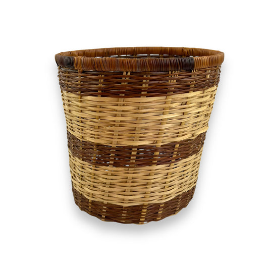 Brown stripe wicker basket