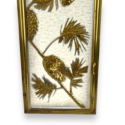 Pressed Metal Pinecone Artwork Gold & Cream - Made in Holland