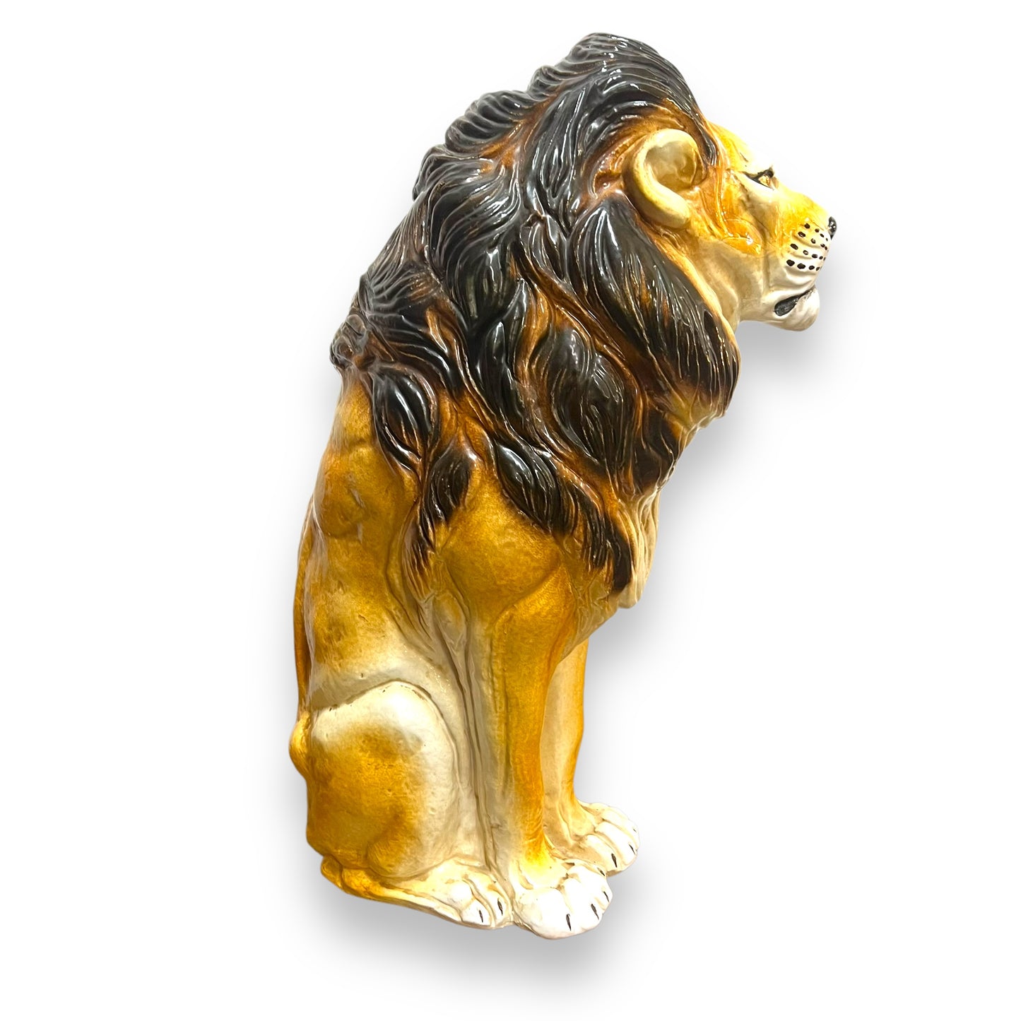 Italian Ceramic Sitting Lion Statue