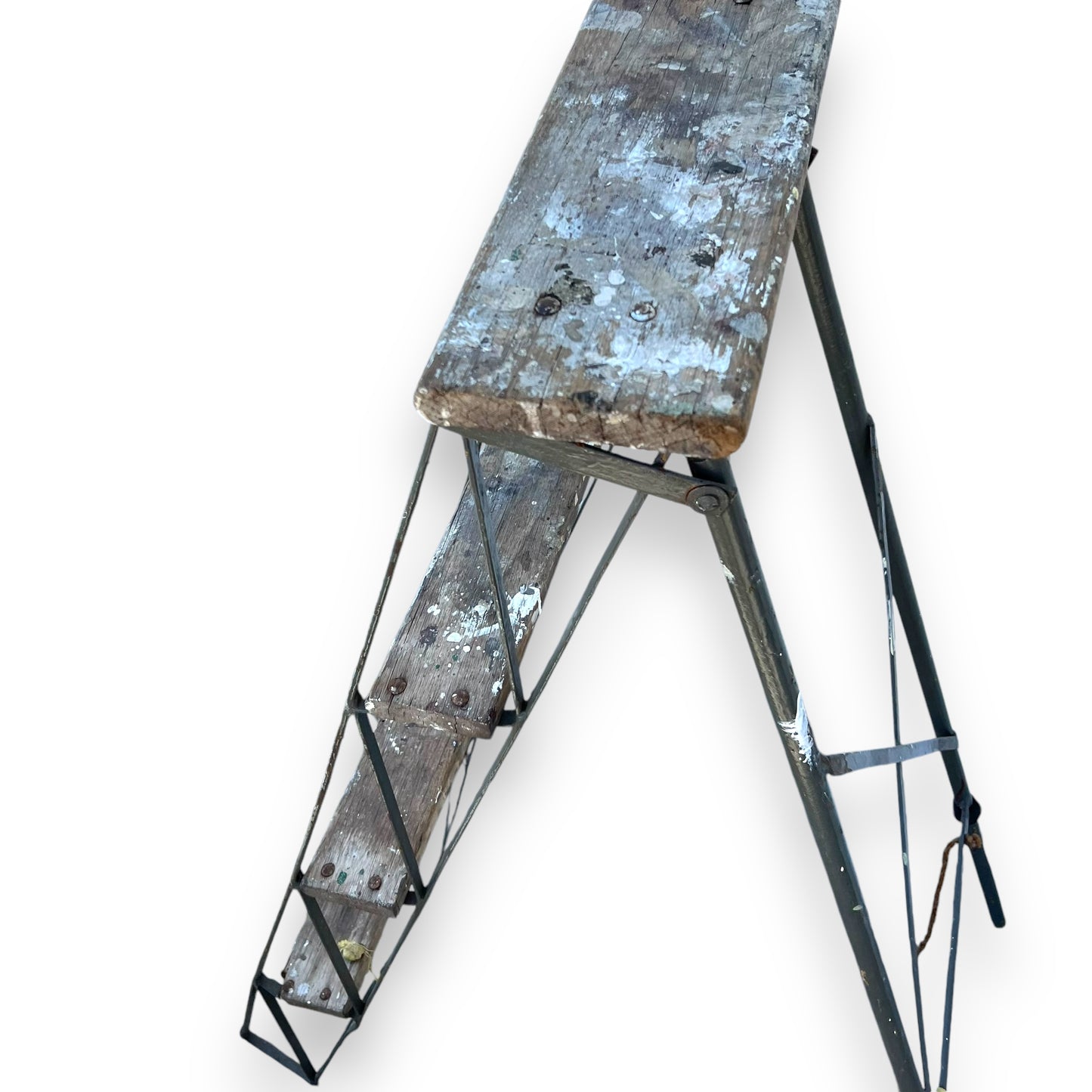 Wooden Step Ladder with Steel Frame