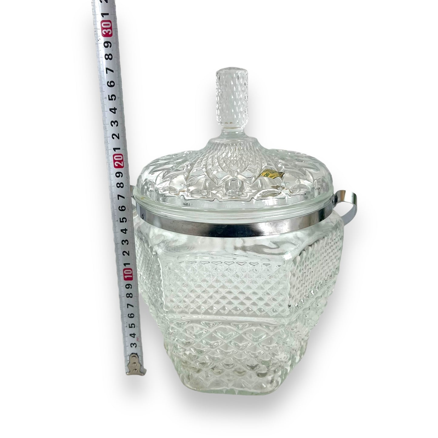 Large Lead Crystal Ice Bucket  with chrome handle