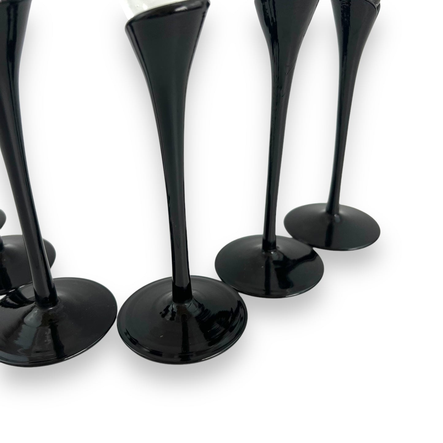 Black tulip stem champagne glass flutes set of 6