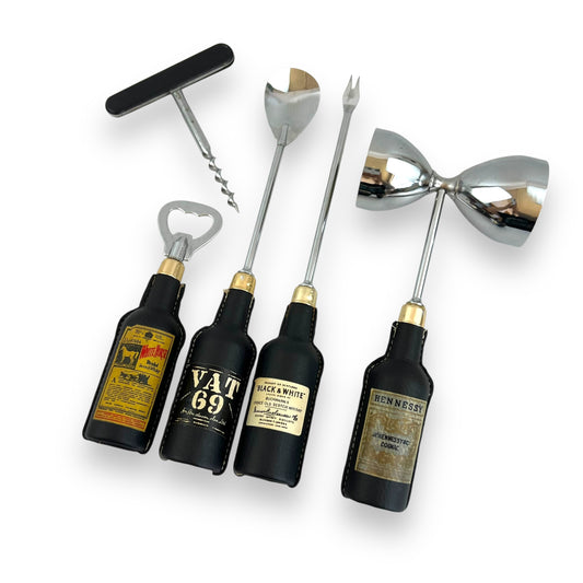 Leather Handle Bar Utensil Set