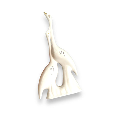 White & Gold love cranes figurine