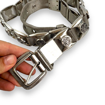 Chrome Silver Mesh Eagle Belt