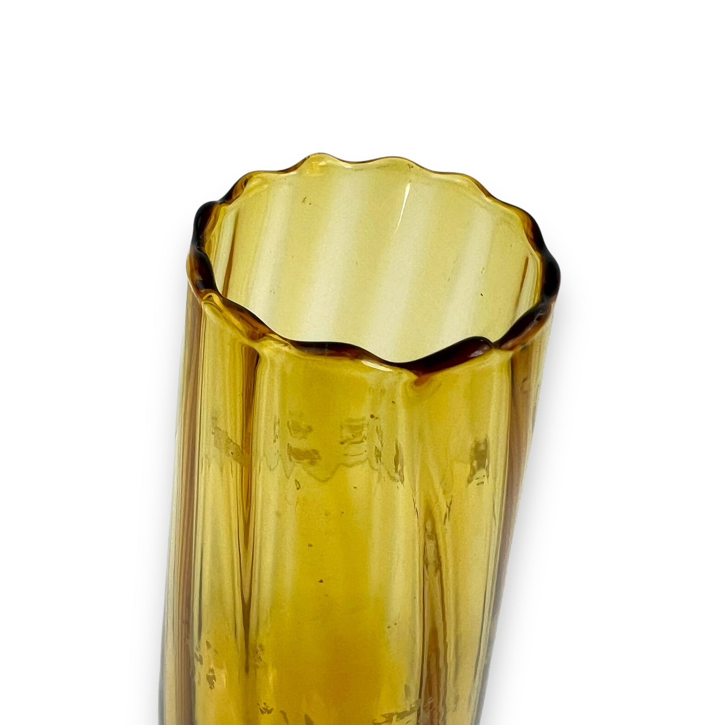 Italian Empoli Amber Glass Twisted stem Vase