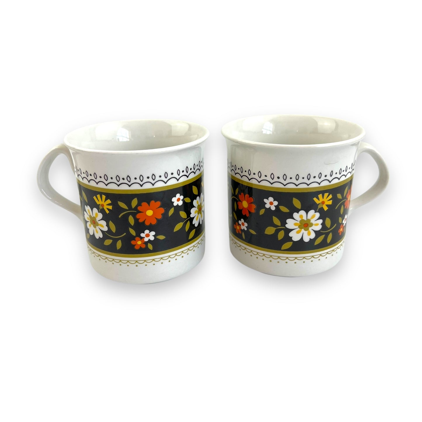 Set of Two Ridgway Ironstone Mugs - Tyrol Floral Pattern - Made in England