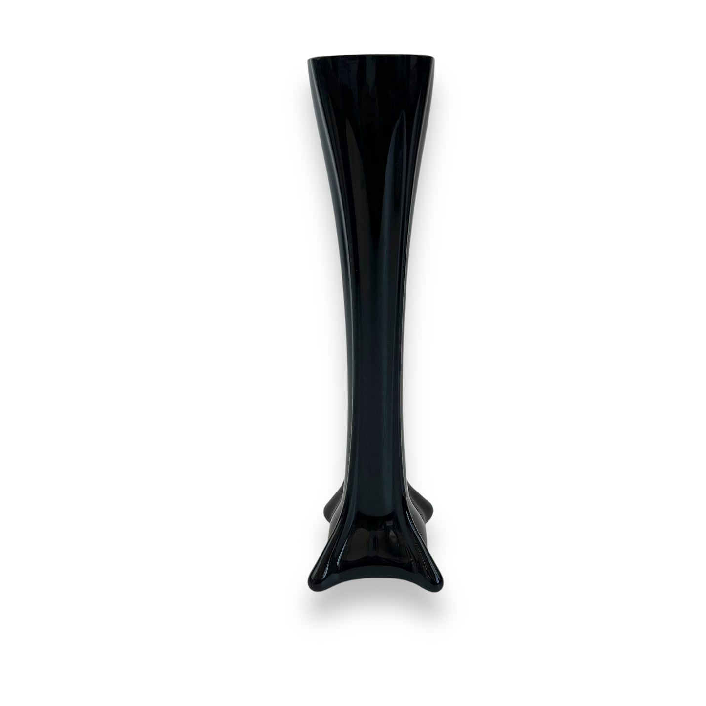 Elephant foot black glass vase