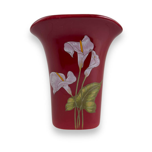 Dark Burgundy Vase with Calla Lilies artwork