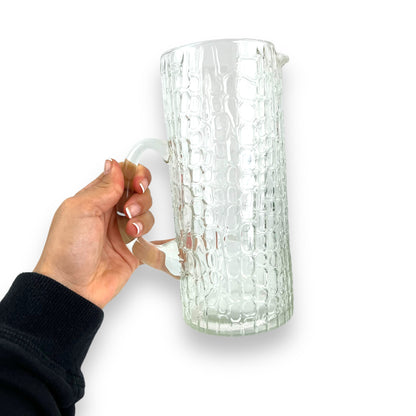 Scandinavian Iittala Glass Textured Reptile Pattern Pitcher