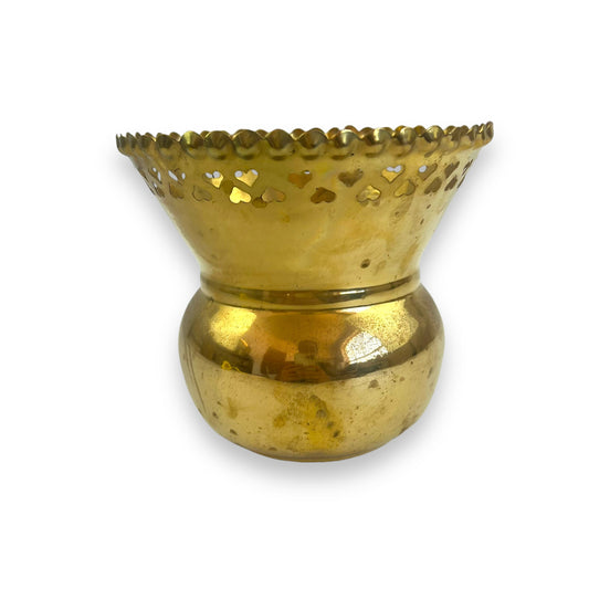 Brass Plant Pot with Heart Cutout Design