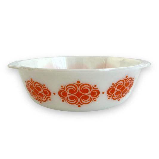 Pyrex-Style Bowl with Orange Pattern