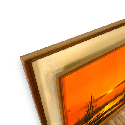 Orange Tall Ship Framed Art Print