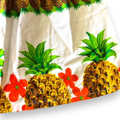 Retro pineapple patterned tie back half apron