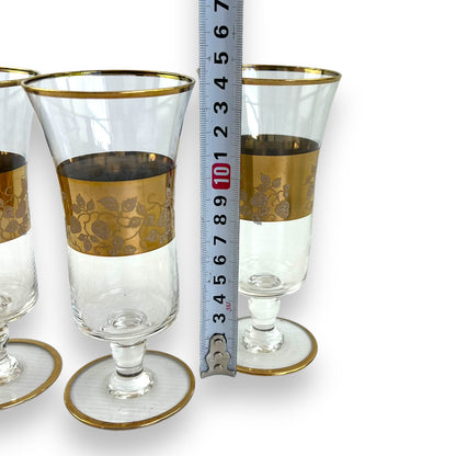 Gold banded strawberry pattern wine glass set of 4