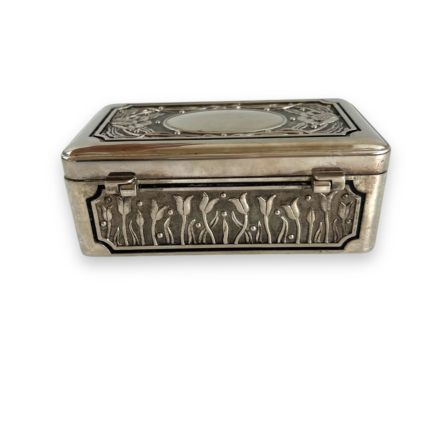 Silver Jewellery Box with blue lining