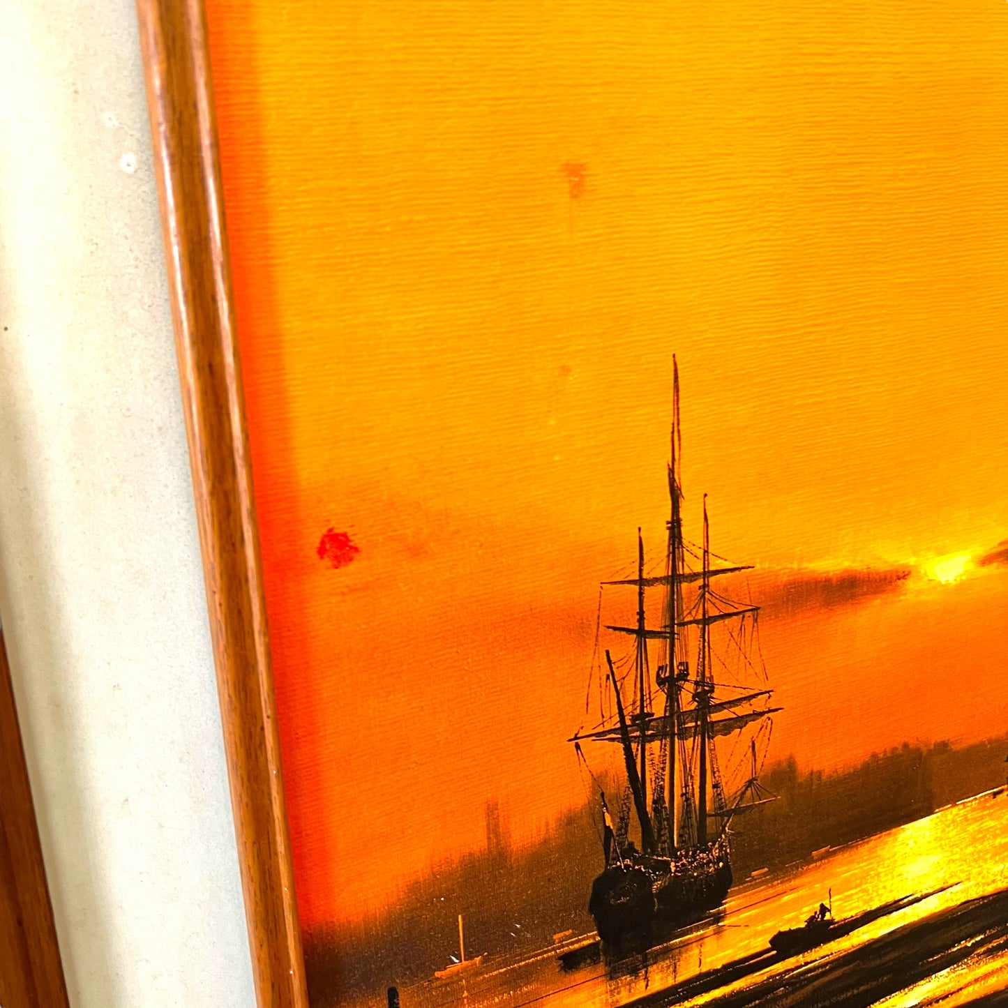 Orange Tall Ship Framed Art Print