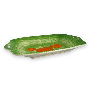 Green Ceramic Basket Plate with red tomatoes