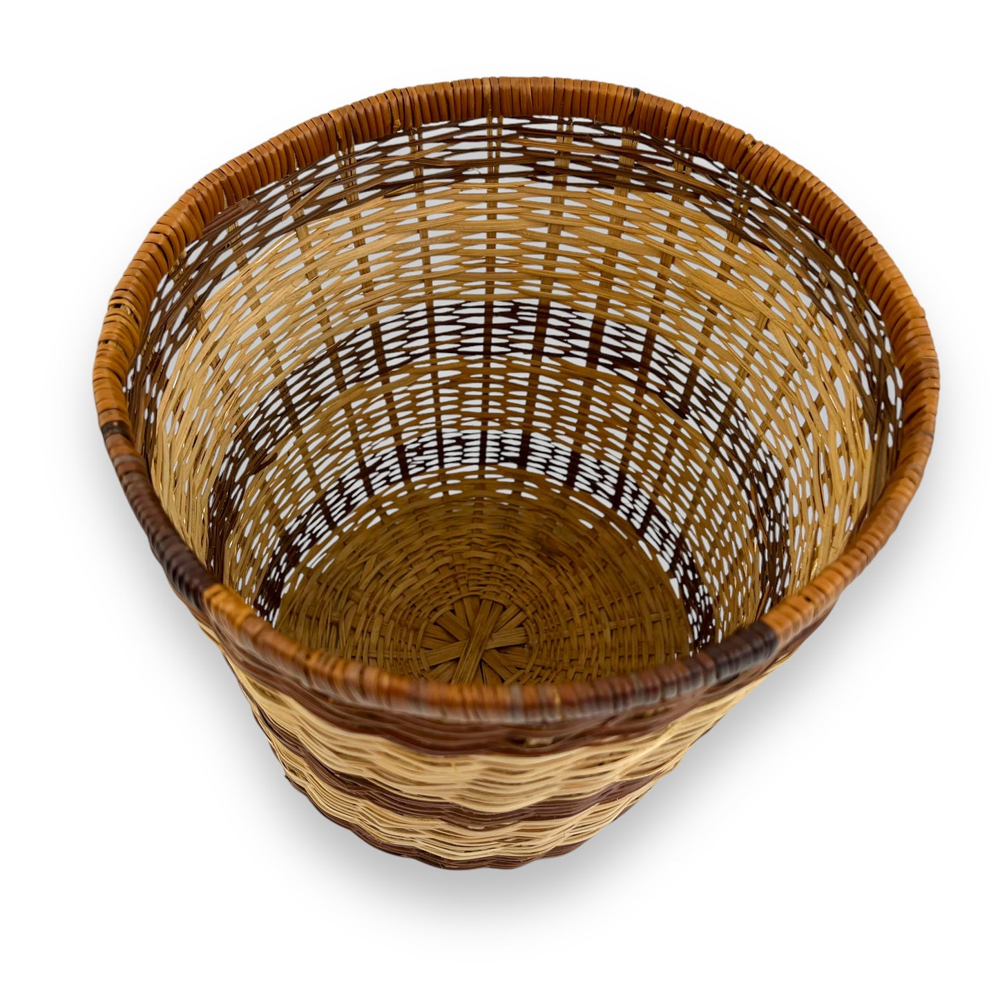 Brown stripe wicker basket