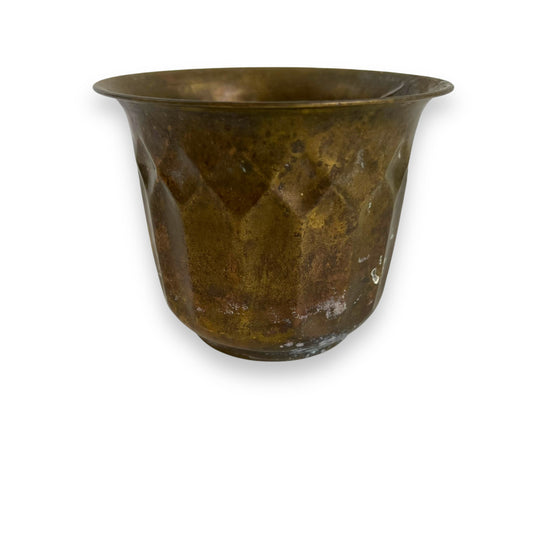 Small Brass Planter Pot Diamond Pattern