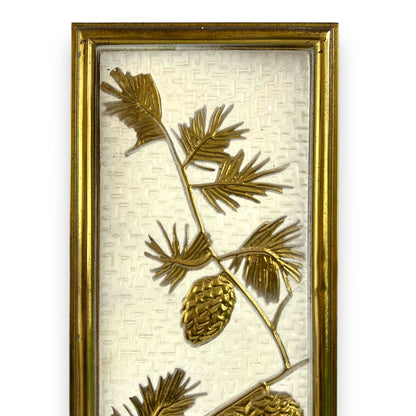 Pressed Metal Pinecone Artwork Gold & Cream - Made in Holland