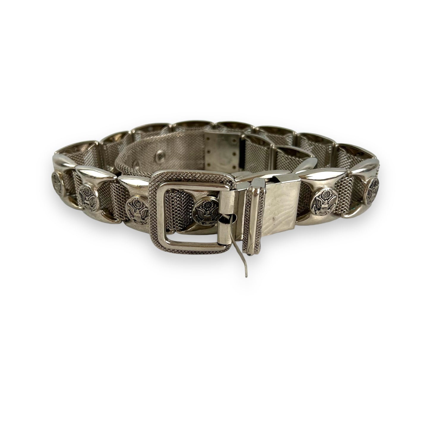 Chrome Silver Mesh Eagle Belt