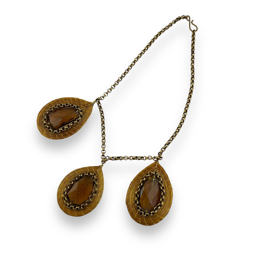 Gold & brown teardrop pendants Necklace