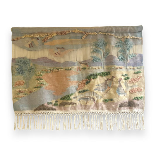 South African Woollen Wall Hanging 'River & Mountain Scene’