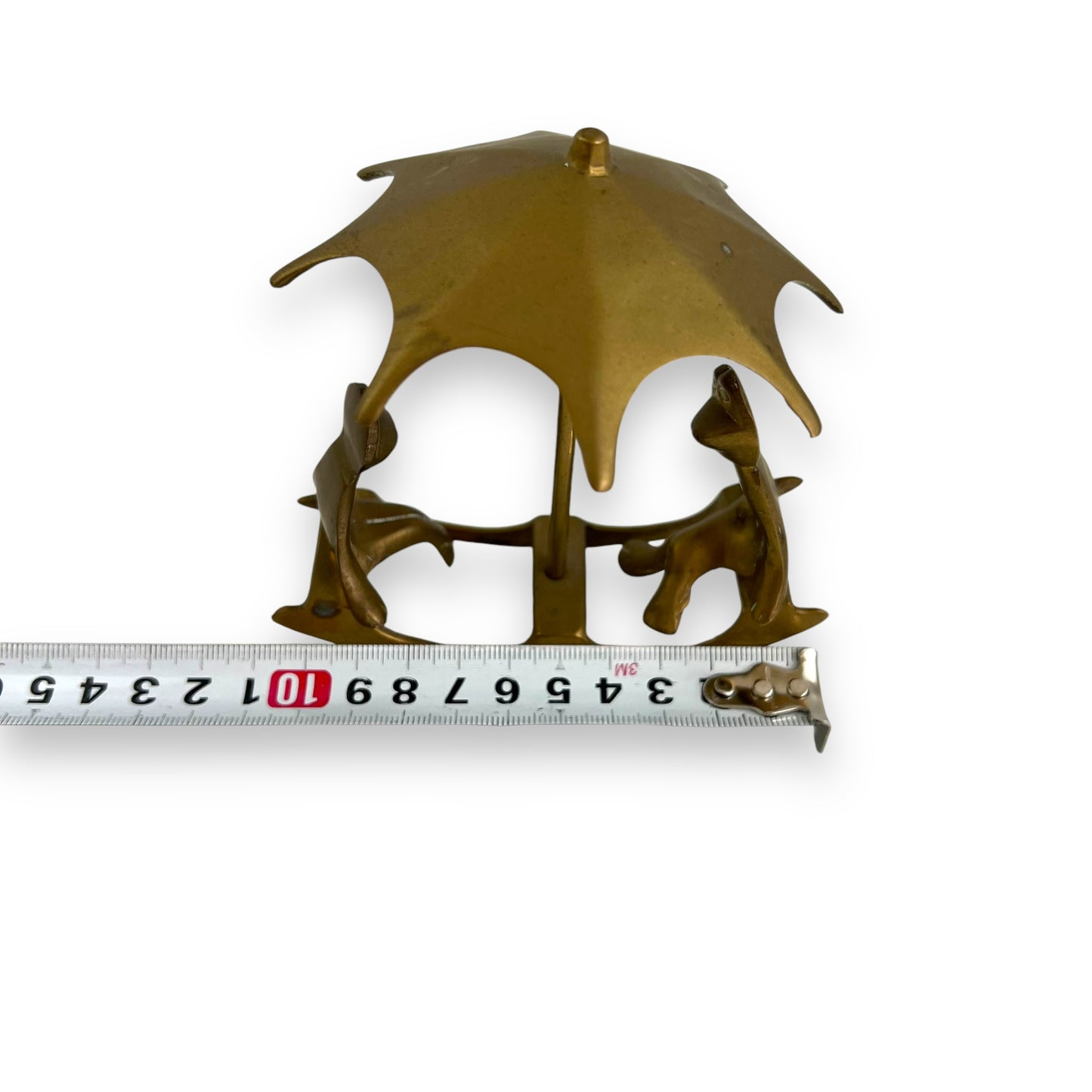 Brass Frogs on See- Saw with umbrella