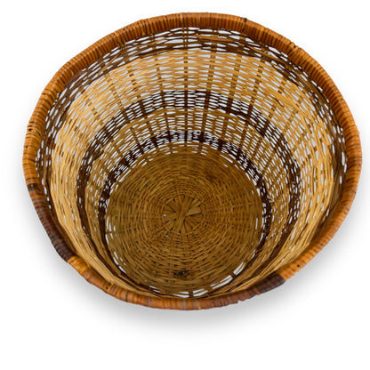 Brown stripe wicker basket