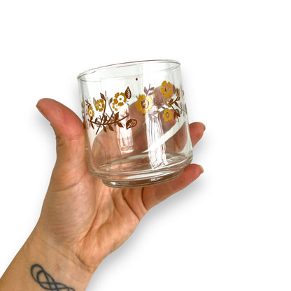 Brown flower drinking glass set of 4