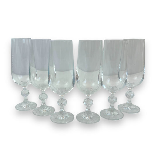 Bohemia Crystal Claudia Champagne Flutes Crystal Glasses Made in Czechoslovakia